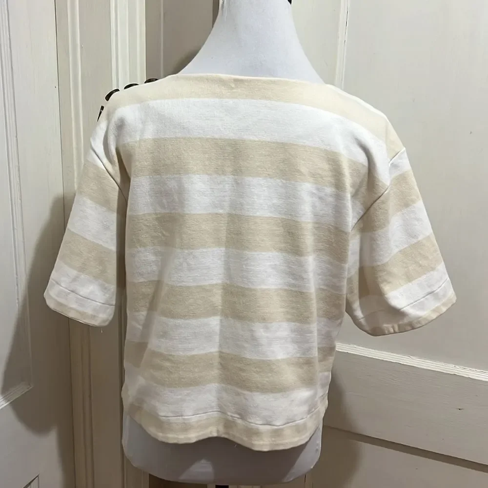 Single Thread Boxy Cropped Heavy Weight Striped Tee womens Medium Nice!